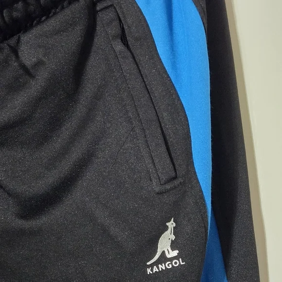 NWT Kangol Mens XXL Black Blue Stripe Track Pants Streetwear Joggers Retro NY - Picture 2 of 13